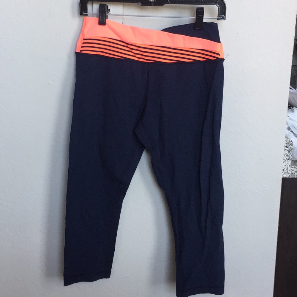 Navy blue and orange lululemon crops size 8